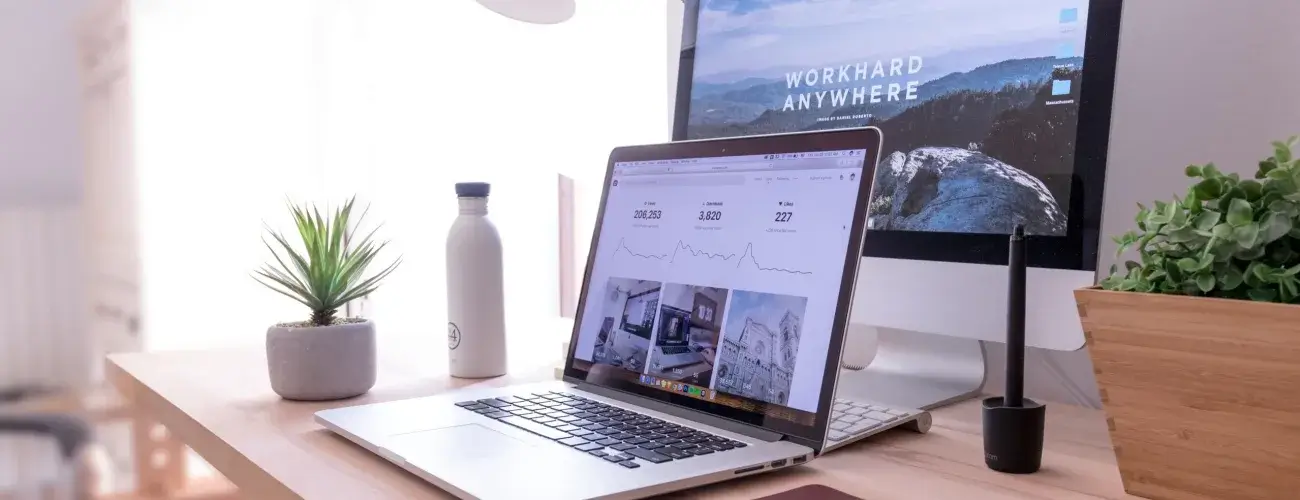 Editing website content on a laptop