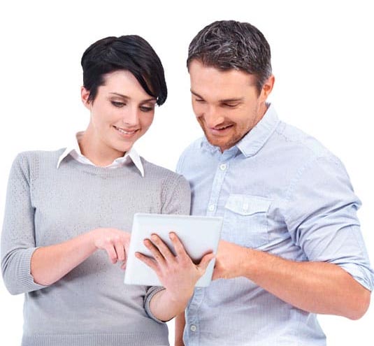 Two Worker looking at Ipad using 24/7/265 Support