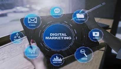 Digital Marketing & SEO Icons on Screen